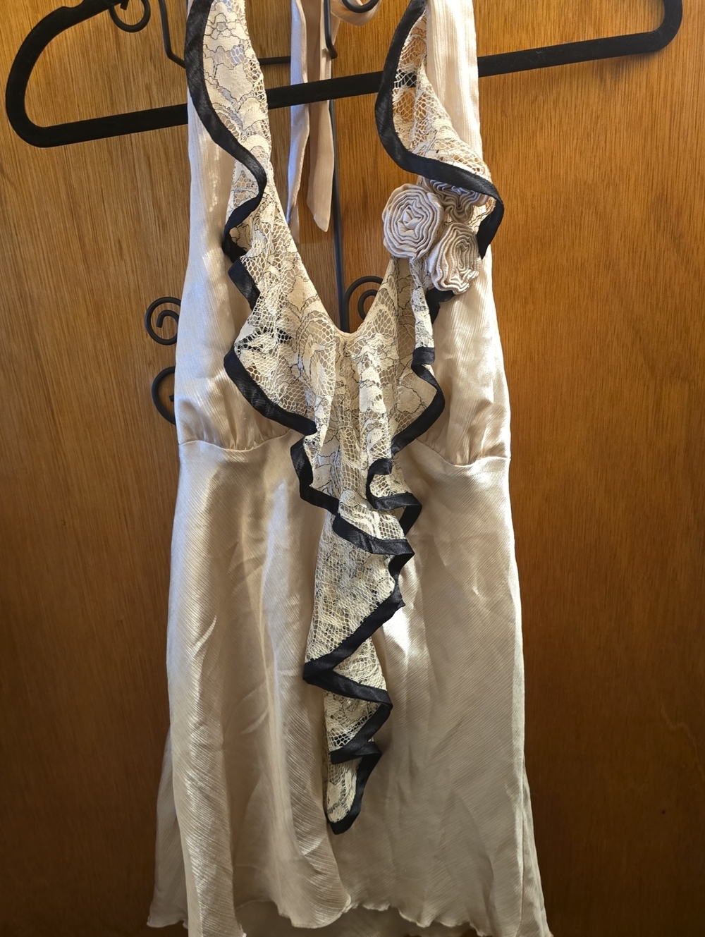 Charlotte Russe Satin Cream Halter Top